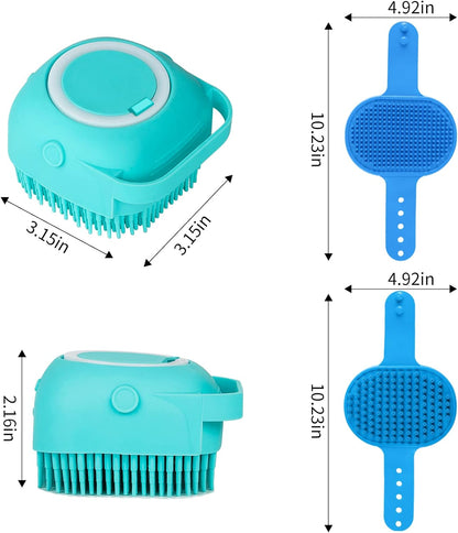 Comotech 6PCS Dog Bath Brush & Dog Toothbrush | Adjustable Handle Shampoo Brush & Scrubber for Short & Long Haired Dogs & Cats | Effectively Solve Odor & Stain Removal Problems (Blue Blue Blue.)6