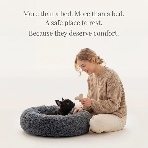 Small Calming Dogs Bed for Small Dogs Anti-Anxiety Machine Washable Fluffy Luxury Anti-Slip Waterproof Mute Base Warming Cozy Soft Pet Puppy round Bed8