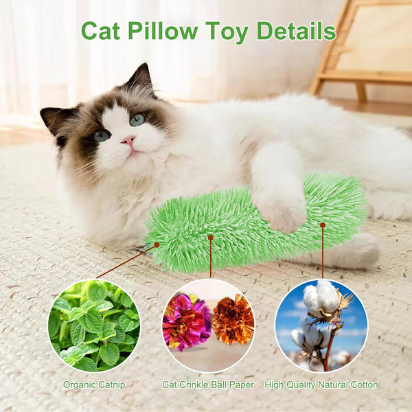 Rishoesu 3 Pcs Interactive Cat Toys Cat Pillows, Soft and Durable Crinkle Sound Catnip Toys, for Indoor Cats Funny Kitten Toys Exercise3