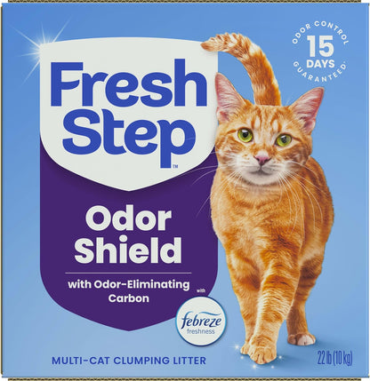 Fresh Step Odor Shield Multi Cat Clumping Litter with Febreze Freshness, Odor-Eliminating Carbon, Ammonia Block Technology, 22 Lb. Box11