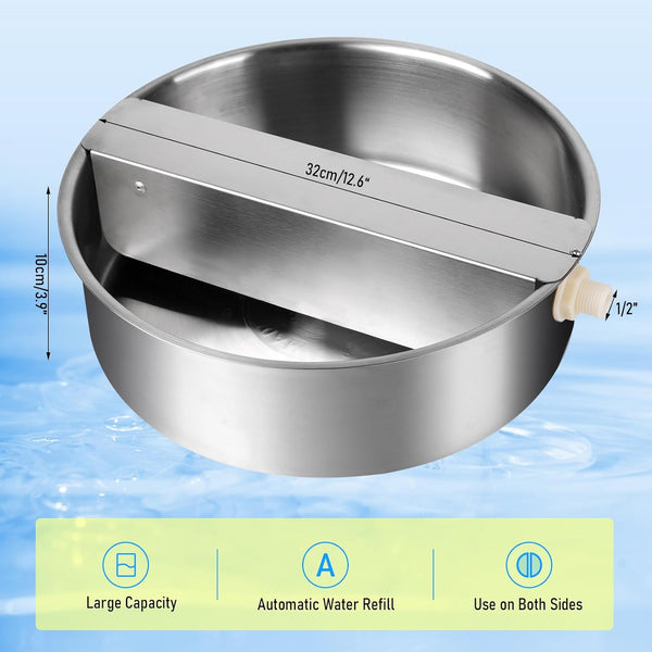 Automatic Dog Water Bowl Dispenser Large Breed| Auto Fill| High Capacity | Stainless Steel Dog Waterer with Float Valve Self Filling Auto Water Bowl for Outdoor Large Dogs Cats Chicken Livestock9