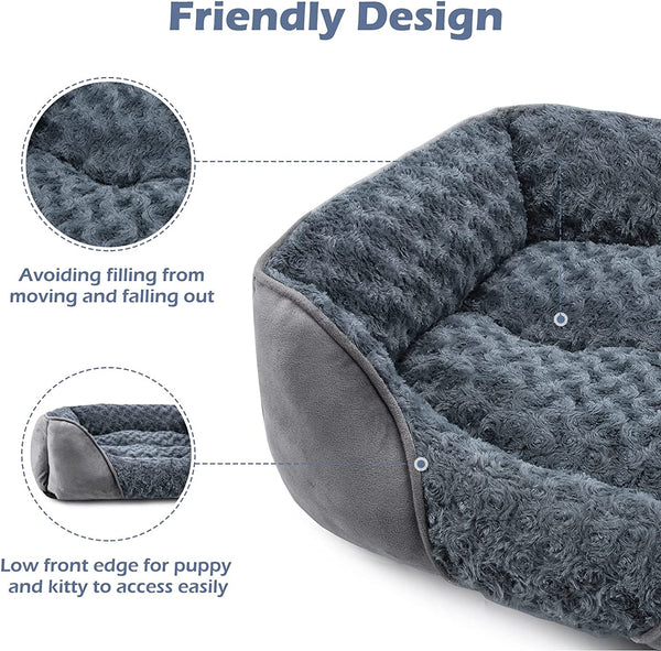 INVENHO Rectangle Washable Orthopedic Dog Bed for Small, Medium and Large Dogs, Soft Calming, Sleeping Puppy Bed Durable Pet Cuddler with Anti-Slip Bottom, S (20"X19"X6")5