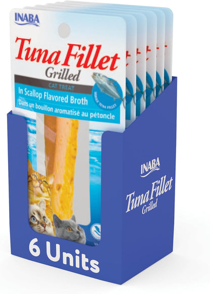 INABA Grilled Fillets Cat Treats, Tuna in Tuna Broth, 6Ct | Hand-Cut Grilled Tuna, Broth-Packed, Vacuum Packed, 71% Moisture, Immune Support, Grain-Free, 6 X 0.52 Oz Fillets13