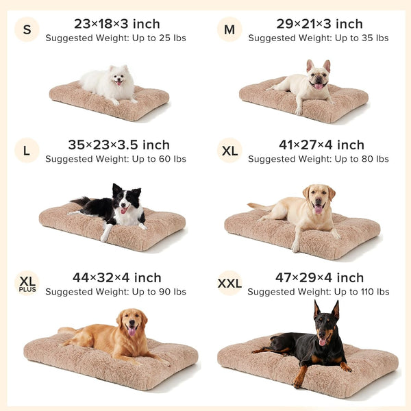 JOEJOY Large Dog Bed Crate Pad, Deluxe Plush Washable Dog Beds Fulffy Soft Kennel Pad Anti-Slip Pet Sleeping Mat for Extra Large Medium Small Dogs, 40" X 27", Beige5