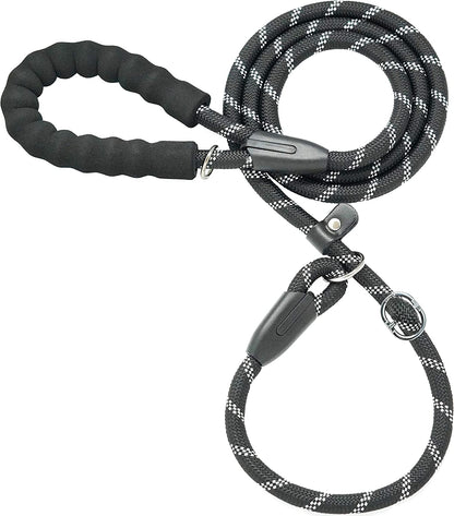 Iyoshop Durable Slip Lead Dog Leash with Padded Handle and Highly Reflective Threads, No Pull Dog Training Leash, (1/2" X 6 FT, Black)1