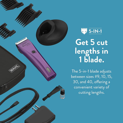 Wahl Professional Animal Bravura Pet, Dog, Cat, and Horse Corded/Cordless Clipper Kit, Purple (#41870-0423)5