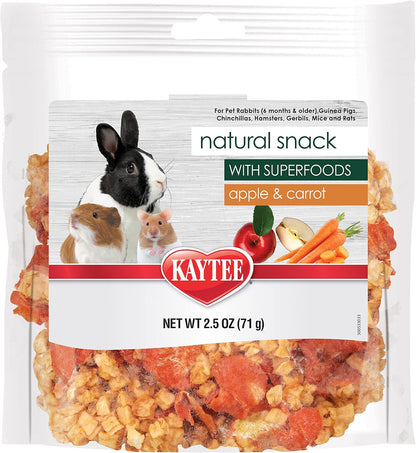 Kaytee Natural Snack with Superfoods for Pet Guinea Pigs, Rabbits, Hamsters, and Other Small Animals, Apple & Carrot, 2.5 Ounces1