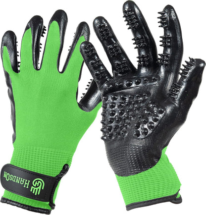 H Handson Pet Grooming Gloves - Patented #1 Ranked, Award Winning Shedding, Bathing, & Hair Remover Gloves - Gentle Brush for Cats, Dogs, and Horses (Black, Medium)11