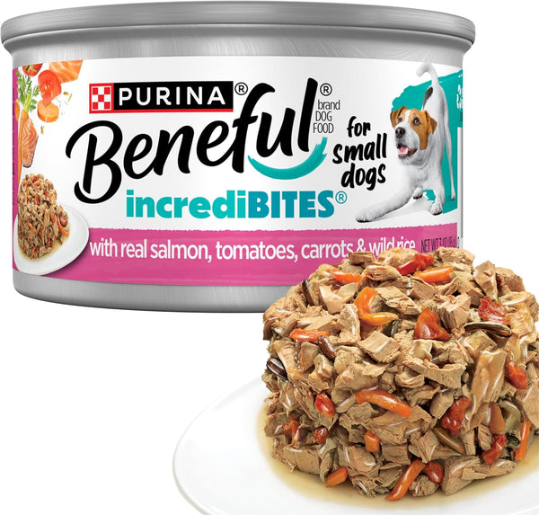 Beneful Purina Small Breed Wet Dog Food Variety Pack, Incredibites with Real Beef, Chicken and Salmon - (Pack of 30) 3 Oz. Cans12