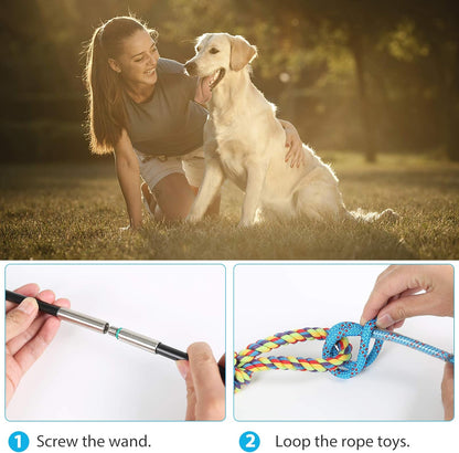 Flirt Pole for Dogs Interactive Chase Toy for Large Medium Small Puppy Dogs | for Chase and Tug of War, Dog Teaser Wand with Lure, Chewing Toy, for Outdoor Exercise & Training,Easy to Use,Carry, Sturdy6