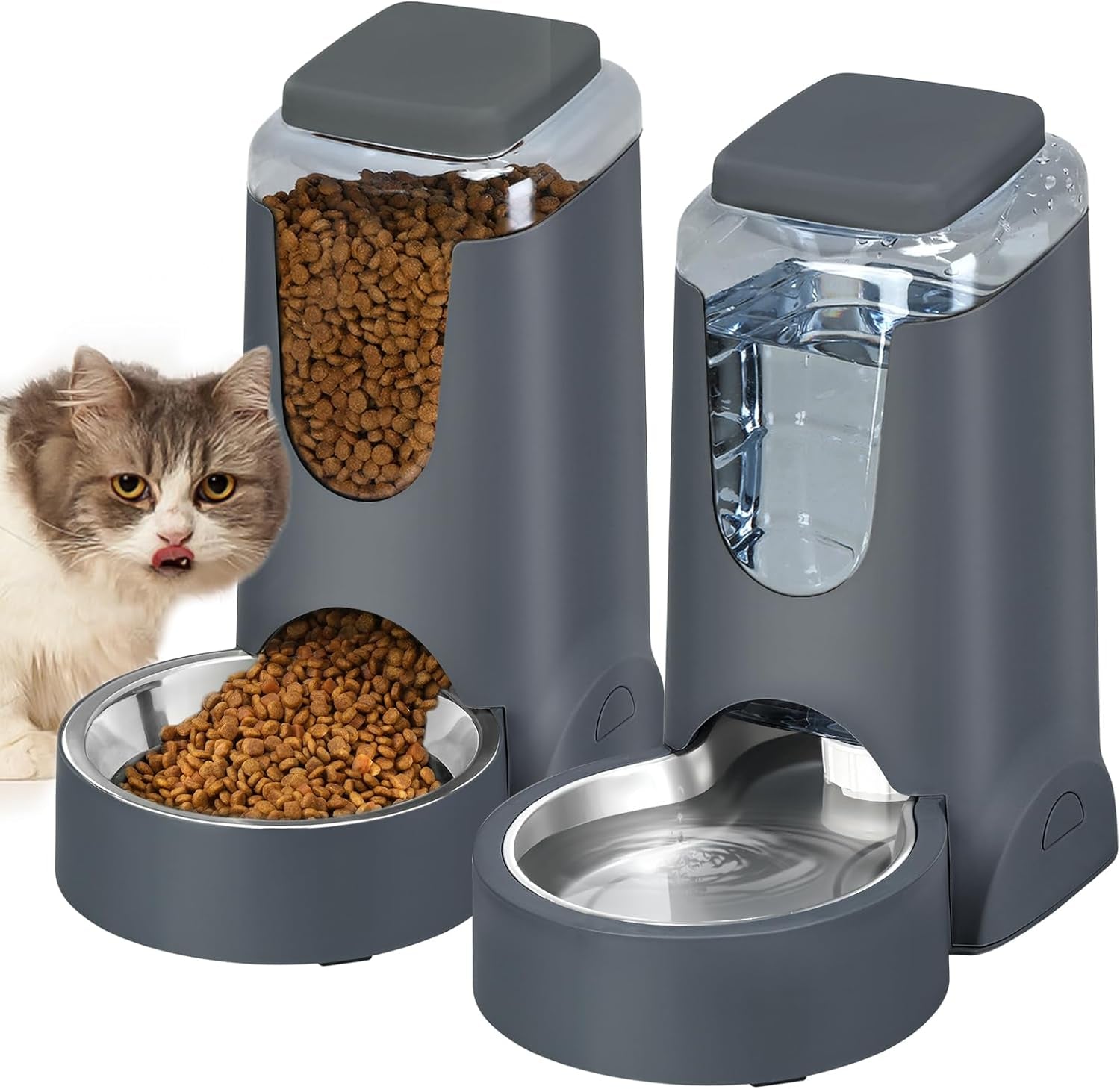 hwonmte-portable-automatic-cat-feeder-and-water-dispenser-with-stainless-steel-bowl-dog-gravity-food-feeder-and-waterer-for-small-medium-pets-puppy-kitten-1-gallon-x-2-cream-yellow