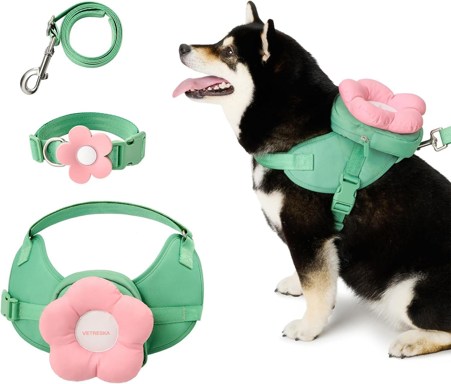 vetreska-flora-dog-harness-leash-and-collar-set-no-pull-vest-harness-l-for-walking-and-training-adjustable-easy-control-and-soft-padded-pet-harness-and-backpack-for-small-medium-large-dogs