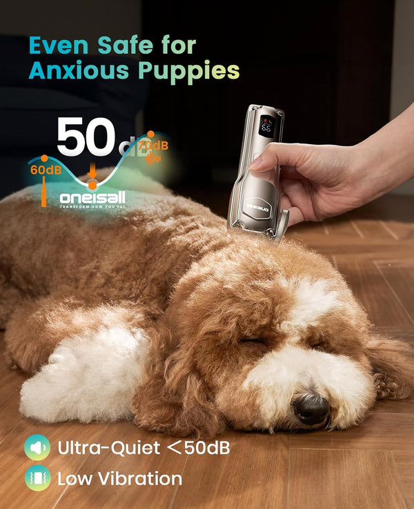Oneisall PC18 Dog Clippers for Grooming for Thick Coat | 6800 RPM High-Speed, Detachable Stainless Steel Blades,4 Hours of Battery Life, Dog Shaver for Thick/Matted/Knotted/Hair7