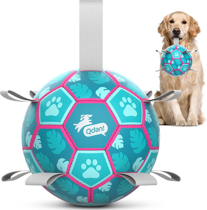QDAN Dog Balls, 6 Inch Dog Soccer Ball with Straps, Herding Balls for Dogs | Outdoor Dog Toys Balls for 20-40 Lb Dogs, Puppy Ball to Keep Them Busy, Dog Pool Water Play Toy, Puppy Birthday Gifts30