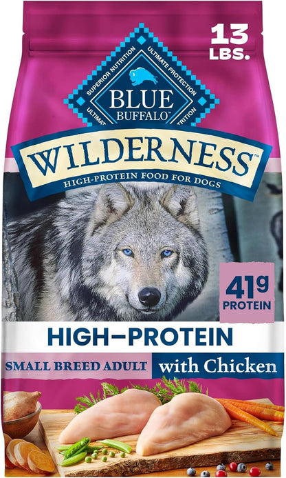 Blue Buffalo Wilderness Chicken Small Breed Adult Dry Dog Food with Wholesome Grains + Antioxidant-Rich Fruits & Veggies, 41G Protein, Supports High Energy Needs, Natural Ingredients, 4.5 Lbs.13