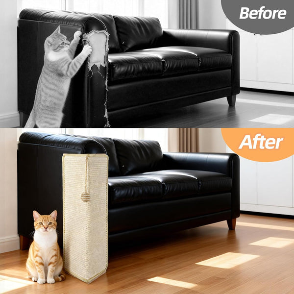 24" Tall Couch Corner Cat Scratcher, Sisal Scratching Pad with Toy Ball, Furniture Protector for Sofa, Easy Assembly Stylish Modern Cat Scratching Post4
