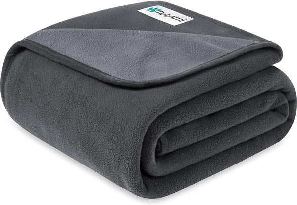 Petami Waterproof Dog Blanket for Couch, Pee Proof Reversible Cat Blanket for Sofa Bed Furniture Protector, Soft Fleece Washable Pet Throw for Dogs Cats Puppies Kittens, 40X60 Black Gray15