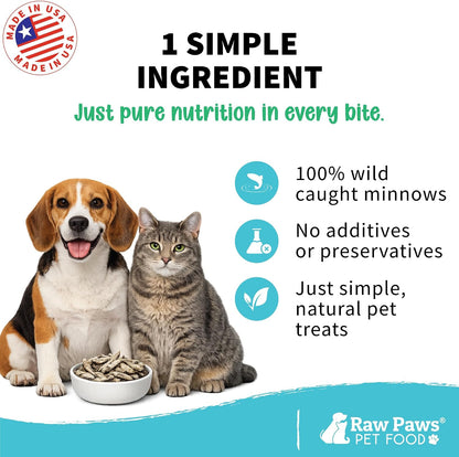Raw Paws Freeze Dried Minnows for Cats & Dogs, 2-Oz - Made in USA | Single Ingredient Fish Treats for Dogs - Freeze Dried Fish for Cats - Minnow Dog Treats - No Fillers Additives2