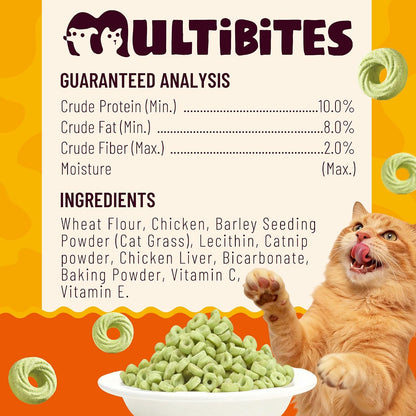 8 Oz Cat Grass Treats - Hairball Control & Catnip Flavor | Salmon, Catnip, Barley Grass. Crunchy for Teeth & Breath. Fiber for Hairballs & Digestion. Great Daily Training Treat.5