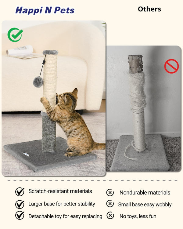 Cat Scratching Post, Cat Scratchers for Indoor Cats, with Toys | for Kitten & Medium Cats, Sisal & Carpet in One for Various Scratching Needs, Solid Structure, Extra Free Toy, Light Gray4