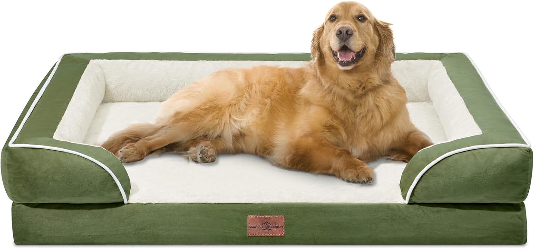 comfort-expression-orthopedic-dog-bed-for-extra-large-dogs-with-bolster-waterproof-dog-couch-bed-with-washable-cover-non-slip-bottom-supportive-egg-crate-foam-xl-pet-bed-42x30-inch