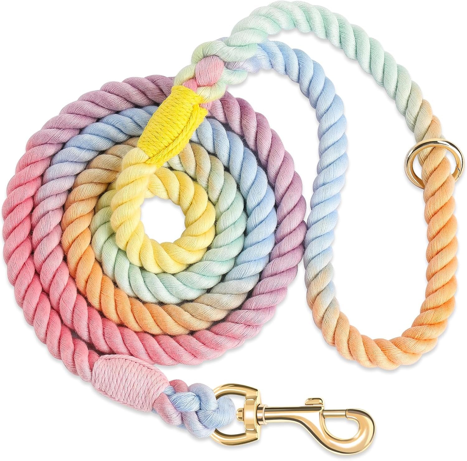 5-ft-handmade-rope-dog-leash-for-small-medium-and-large-dogs-soft-and-comfortable-grip-new-golden-heavy-duty-metal-clasp-colorful-macaron