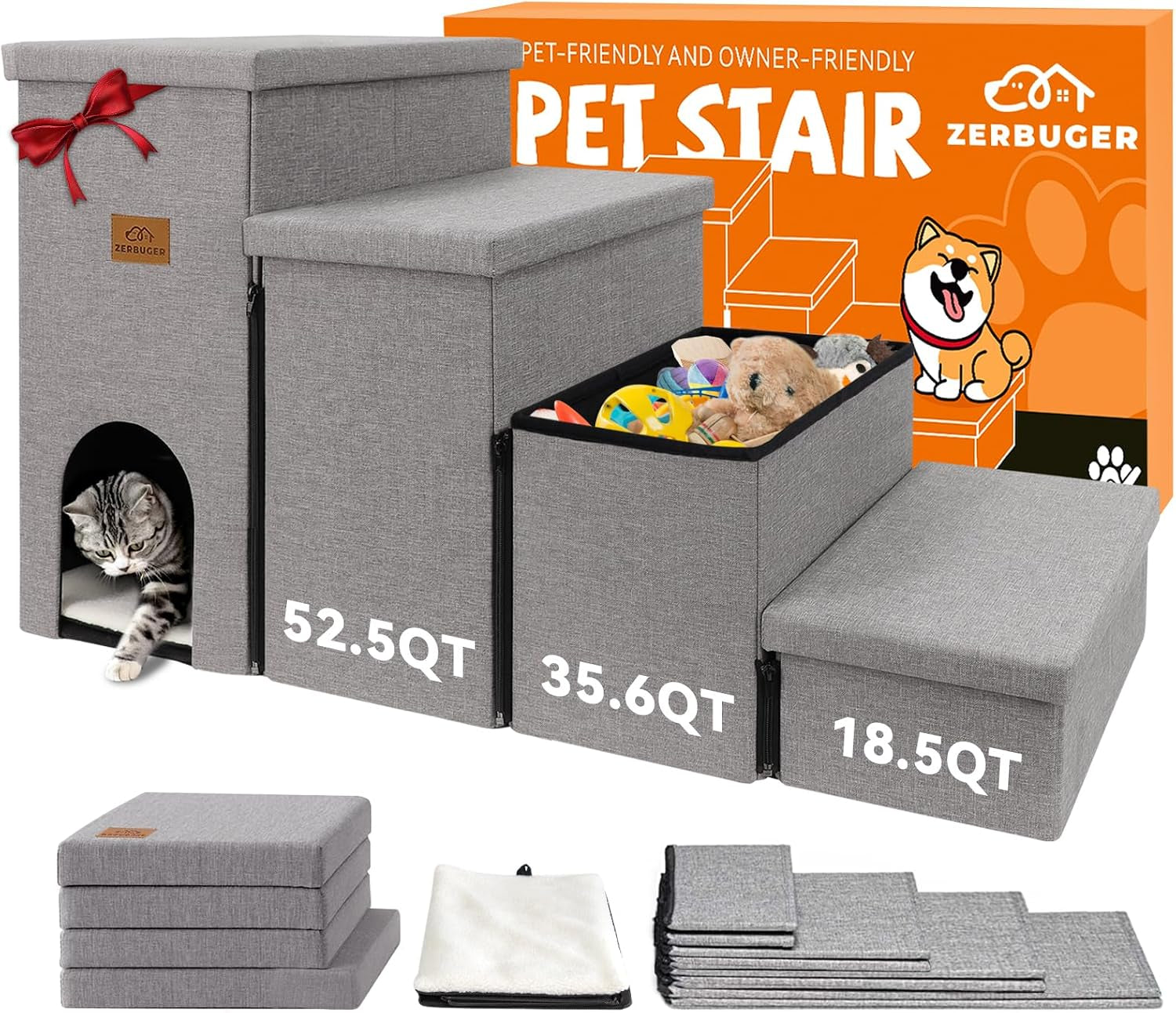 zerbuger-wider-dog-ramp-for-high-bed-with-storage-18-h-foldable-dog-stairs-for-small-medium-large-older-senior-animal-sturdy-dog-step-for-climbing-bed-or-couch-arthritis-friendly-gray-no-condo