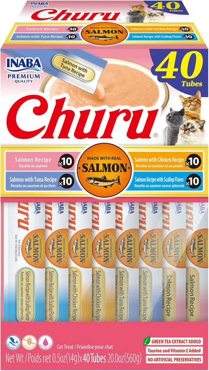 INABA Churu Cat Treats, Lickable, Squeezable Creamy Purée Cat Treat with Green Tea Extract & Taurine, 0.5 Ounces Each Tube, 50 Tubes, Tuna & Chicken Variety26