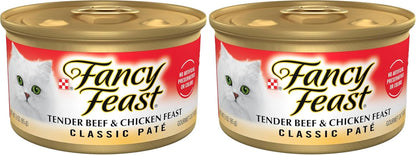 Purina Fancy Feast Tender Beef and Chicken Feast Classic Grain Free Wet Cat Food Pate - (Pack of 24) 3 Oz. Cans10