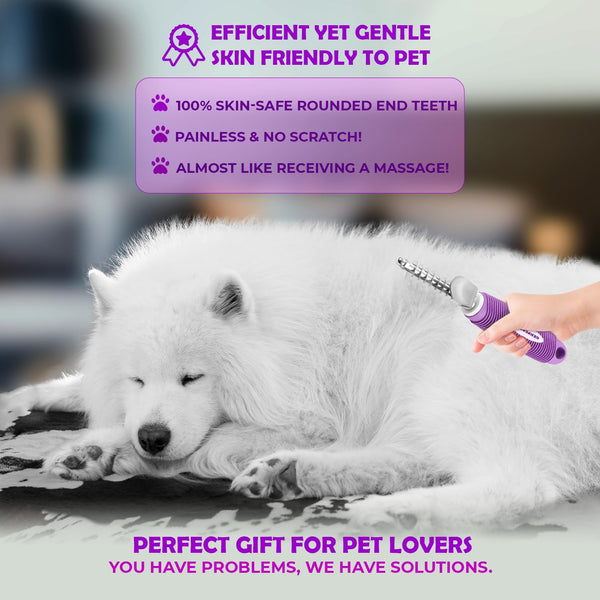 GENPEPADO Dematting Undercoat Rake Comb for Dogs & Cats with Long 2.5-In Stainless Steel Safety Blades for Removing Knots, Mats & Tangles - Pet Grooming Deshedding Brush Tool with Anti-Slip Grip7