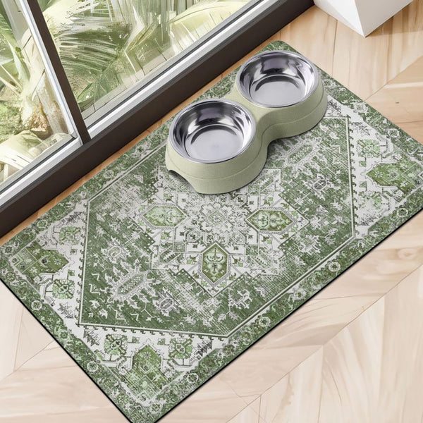 Dog Food Mats for Floors Absorbent, Pet Cat Food Mat - Non Slip Dog Bowl Mats for Food and Water, Eco-Friendly Boho Dog Placemats Feeding Mat Pet Supplies16