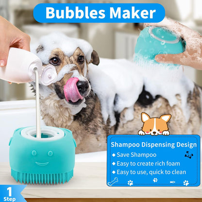 Comotech 6PCS Dog Bath Brush & Dog Toothbrush | Adjustable Handle Shampoo Brush & Scrubber for Short & Long Haired Dogs & Cats | Effectively Solve Odor & Stain Removal Problems (Blue Blue Blue.)2