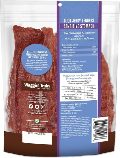 Waggin' Train Duck Jerky Dog Treats for Dogs with Sensitive Stomachs, Made with 100% Real Duck Breasts, Three All-Natural Ingredients, High Protein Dog Treat, Easily Digestible for Dogs, 12 Oz. Pouch2