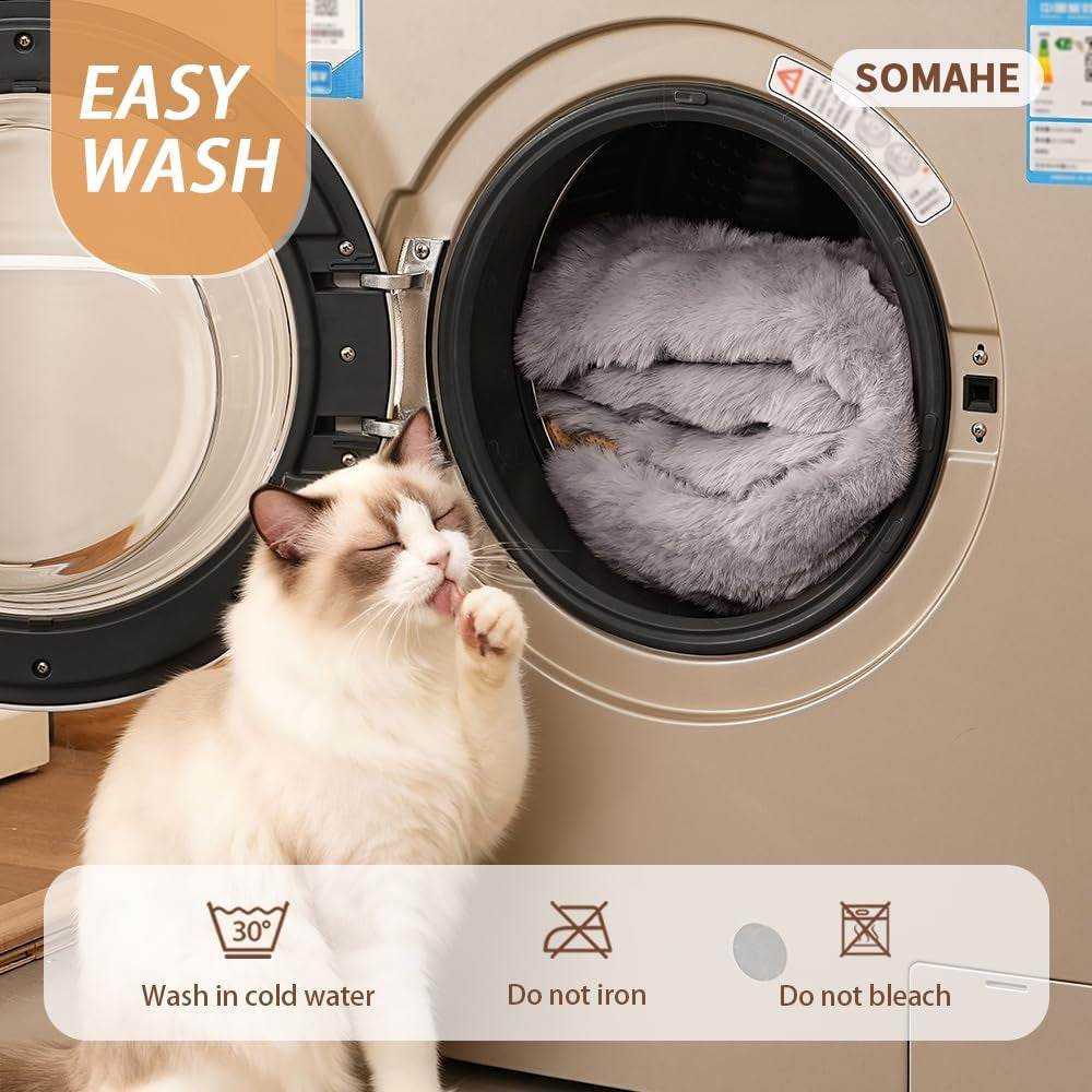 somahe-cat-sleeping-bag-for-indoor-cats-faux-fur-pet-cave-bed-burrow-nest-reversible-plush-snuggle-sack-portable-foldable-mat-machine-washable-anti-static-21-7x17-7grey