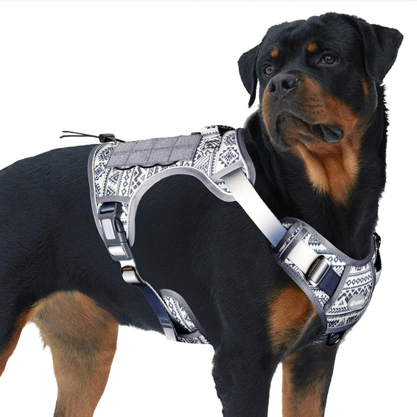 Auroth Tactical Dog Harness for Large Dogs No Pull Adjustable Pet Harness Reflective K9 Working Training Easy Control Pet Vest Military Service Dog Harnesses Army Yellow L48