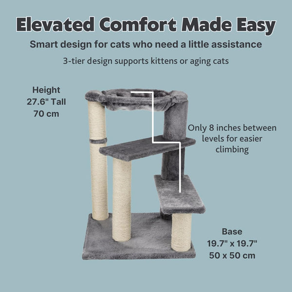 TRIXIE Baza Senior Cat Tree with Hammock and Steps | Scratching Posts | Cat Playground | Gray Medium4