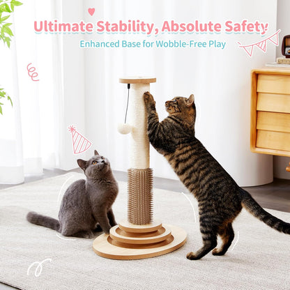 Made4Pets Cat Scratching Post for Indoor Cats with Self Groomer, 23" | Cat Scratcher with Natural Sisal Rope, Stable Base and Interactive Ball Track, Cat Toys for Kittens and Small Indoor Cats5