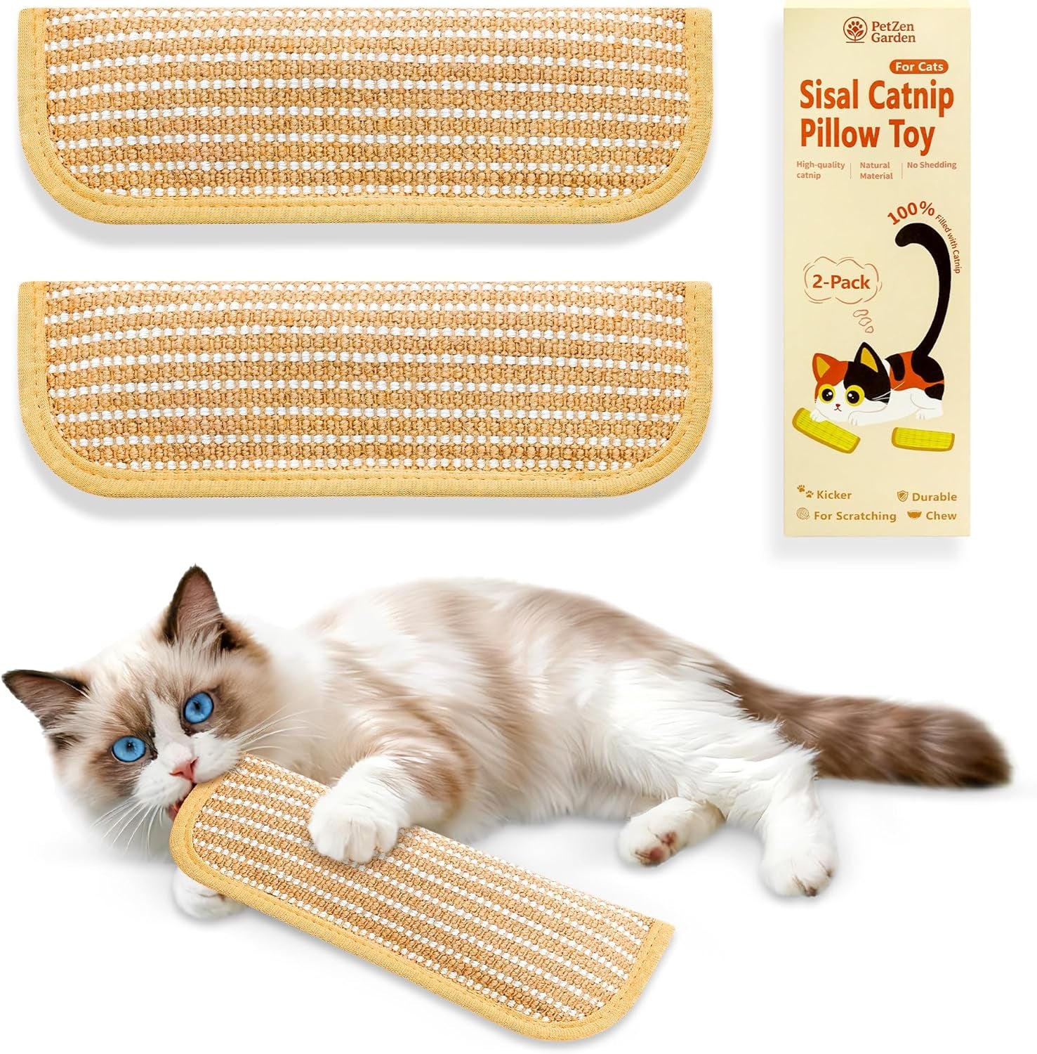 sisal-catnip-pillow-toy-kickers-2-pack-interactive-catnip-toys-with-organic-8000mg-herbal-blend-for-indoor-scratching-chewing-teething-fun-for-kittens-and-adult-cats