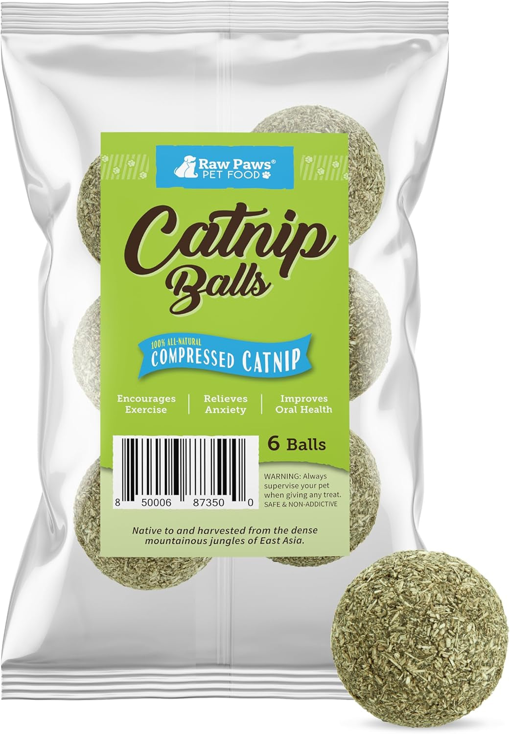 raw-paws-catnip-balls-for-cats-6-count-interactive-indoor-cat-toy-natural-compressed-natural-catnip-cat-lick-balls-catnip-roller-balls-play-enrichment-toy-fresh-dried-no-additives