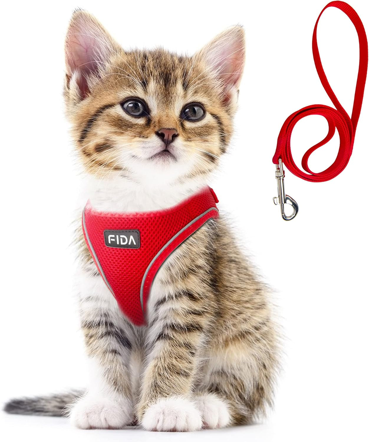 fida-cat-harness-and-leash-set-for-walking-kitten-and-puppy-escape-proof-kitten-harness-with-breathable-lightweight-soft-mesh-adjustable-reflective-step-in-design-xxxs-pink