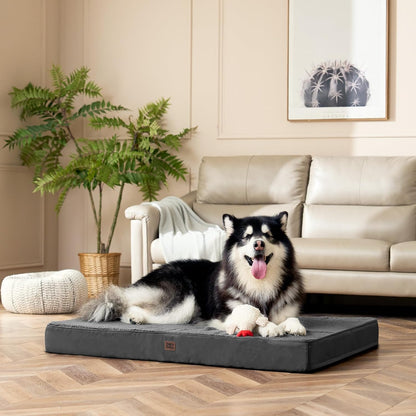 EHEYCIGA Orthopedic Dog Bed Large with Removable Washable Cover, 41IN Grey | Egg Crate Foam Support, Durable Oxford Fabric, Non-Slip Bottom, Machine Washable, Soft Waterproof Plush Pet Bed Mat for Crate8