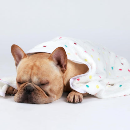 1 Pack 3 Blankets Super Soft Cute Dot Pattern Pet Blanket Flannel Throw for Dog Puppy Cat Beige/Brown/Pink Small5