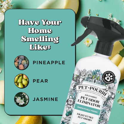 Pet-Pourri Pawsitively Fresh Pet Odor Deodorizer Spray, 16 Fl Oz, up to 800 Uses, Air + Fabric Odor Remover with Essential Oils & Plant Based Ingredients, Vet Recommended, Pineapple, Jasmine & Pear12