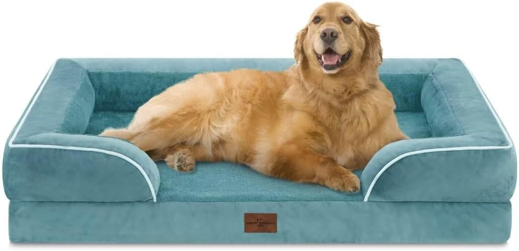 comfort-expression-orthopedic-dog-bed-for-extra-large-dogs-with-bolster-waterproof-dog-couch-bed-with-washable-cover-non-slip-bottom-supportive-egg-crate-foam-xl-pet-bed-42x30-inch