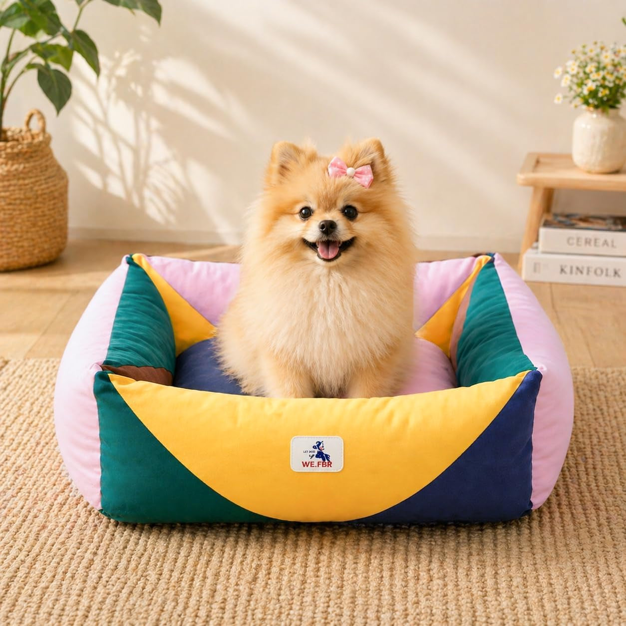 cotton-canvas-dog-bed-290gsm-thick-24x20x8-durable-waterproof-cute-dog-beds-for-small-dogs-orthopedic-bed-with-washable-removable-cover-anti-chewing-pet-bed-anti-slip-black-white