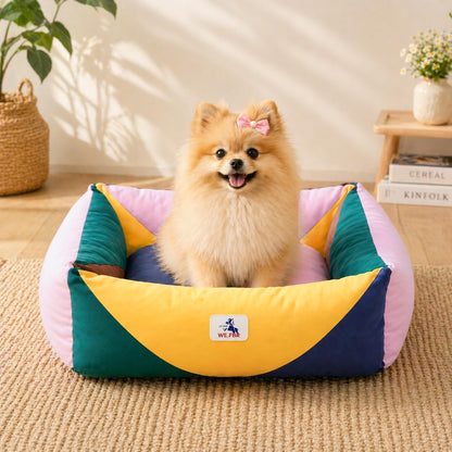 Cotton Canvas Dog Bed (290Gsm Thick), 24"X20"X8" Durable Waterproof | Cute Dog Beds for Small Dogs, Orthopedic Bed with Washable Removable Cover, Anti-Chewing Pet Bed Anti-Slip Black&White12