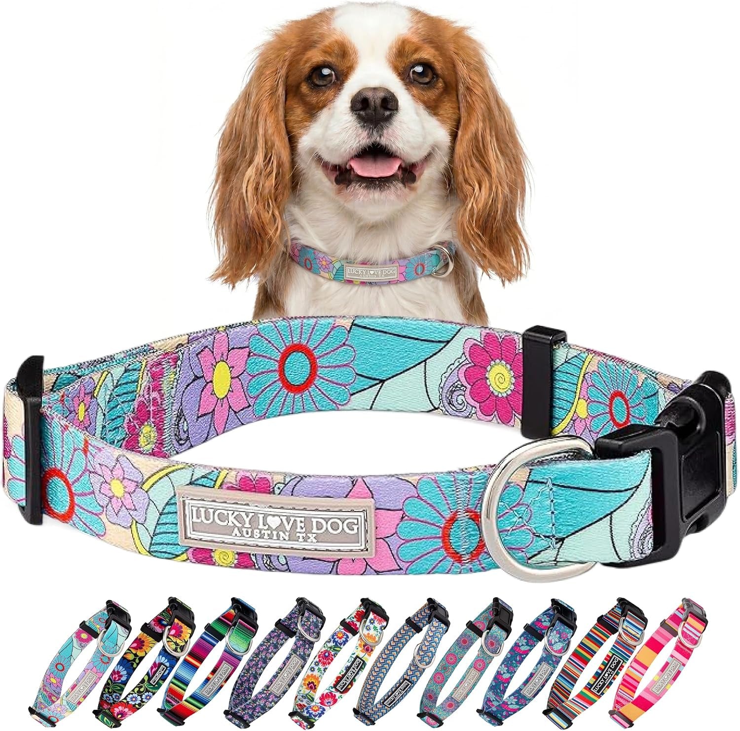 lucky-love-dog-easy-click-buckle-dog-collar-with-leash-set-combo-durable-comfortable-for-male-female-dogs-pet-collar-for-medium-dogs-secure-fit-blackbird-combo-medium