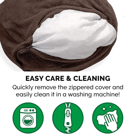 Furhaven Soft & Cozy Dog Bed for Medium/Small Dogs, Refillable W/ Removable Washable Cover & Liner, for Dogs up to 35 Lbs - Plush Faux Fur Bean Bag Style Ball Bed - Espresso, Medium7