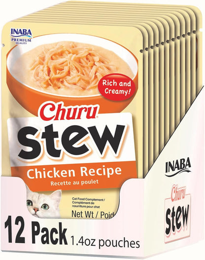 INABA Churu Stew for Cats, Side Dish Pouch with Vitamin E, 1.4 Ounces per Pouch, 12 Pouches, Chicken & Seafood Variety17