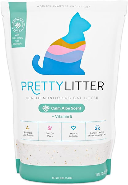 Prettylitter Health Monitoring Cat Litter (Unscented, Non Clumping) | Lightweight & Low Tracking, Color Changing Silica Gel Crystals, Advanced Odor Control — 6 Lbs, Pack of 2 (Up to 2 Month Supply)7